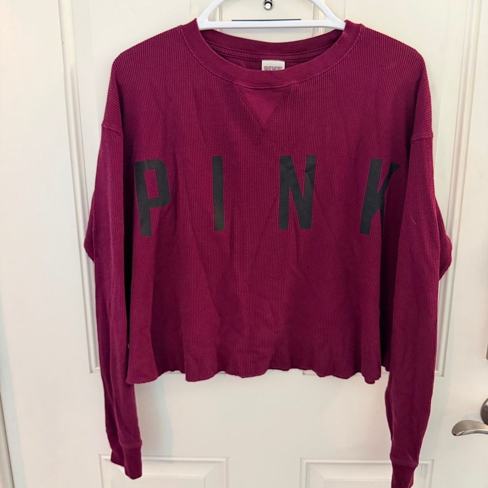 PINK Victoria’s Secret Thermal Top XS | Burgundy Waffle